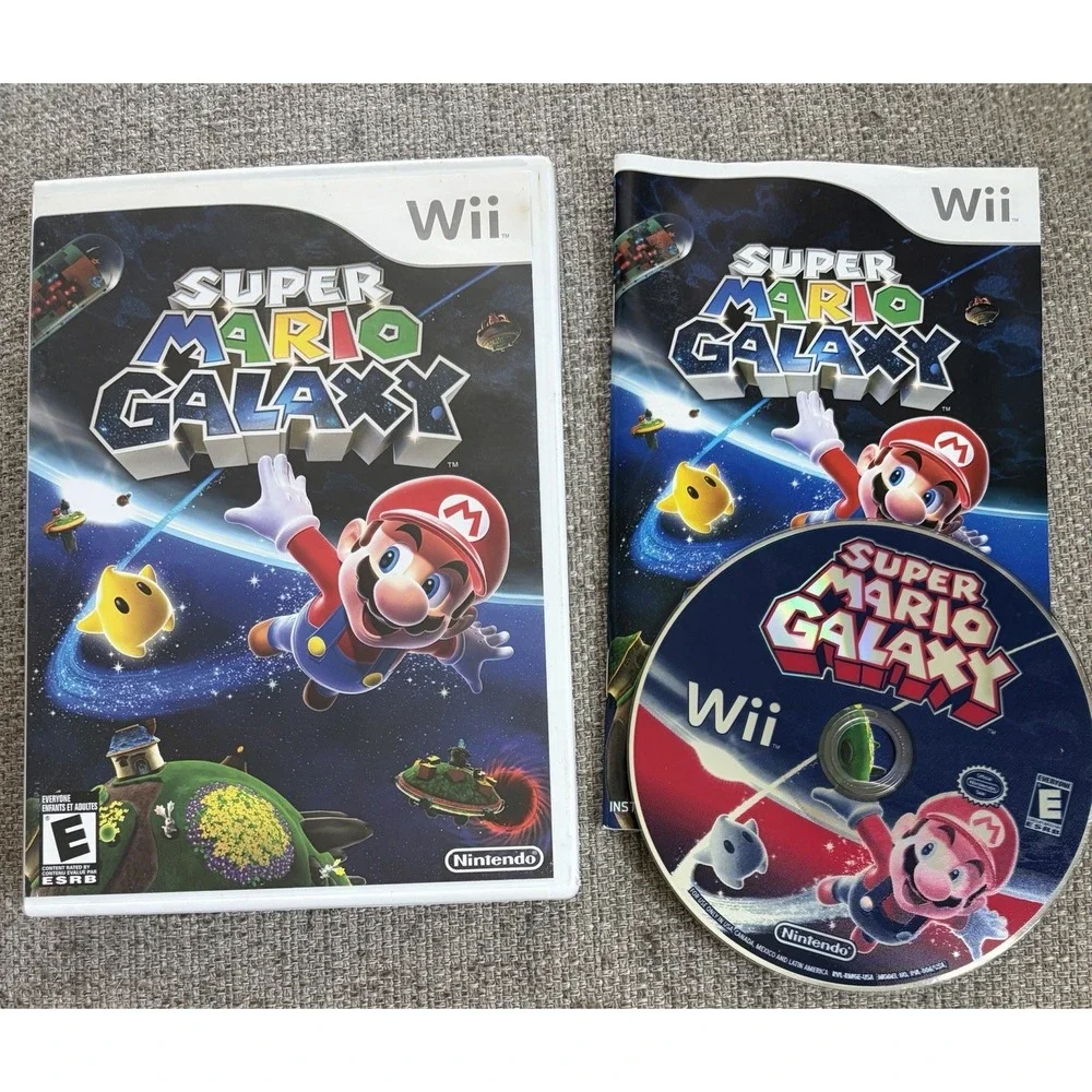 Super Mario Galaxy Y2k Nintendo Wii Complete Video Game Disc, Book & Case